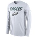 NFL Men's Philadelphia Eagles Nike White Legend Staff Practice Long Sleeve Performance T-Shirt
