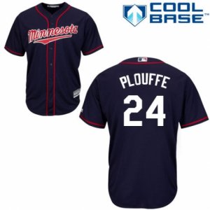 Men\'s Majestic Minnesota Twins #24 Trevor Plouffe Replica Navy Blue Alternate Road Cool Base MLB Jersey