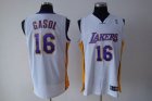 nba los angeles lakers #16 gasol regular white