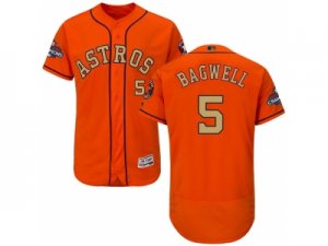 Men Houston Astros #5 Jeff Bagwell Orange FlexBase Authentic 2018 Gold Program Stitched Baseball Jersey