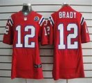 Nike Patriots #12 Tom Brady Red With Hall of Fame 50th Patch NFL Elite Jersey