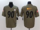 Nike Steelers #90 T.J. Watt Olive Salute To Service Limited Jersey