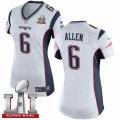 Womens Nike New England Patriots #6 Ryan Allen Elite White Super Bowl LI 51 NFL Jersey