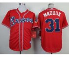 mlb jerseys atlanta braves #31 maddux red[75 th]