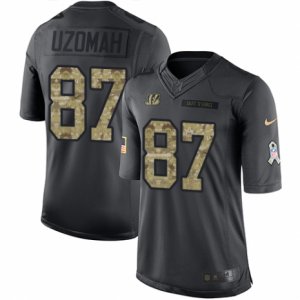 Mens Nike Cincinnati Bengals #87 C.J. Uzomah Limited Black 2016 Salute to Service NFL Jersey