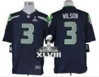 Nike Seattle Seahawks #3 Russell Wilson Steel Blue Super Bowl XLVIII Limited Jersey