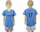 2017-18 Manchester City 17 DE BRUYNE Home Youth Soccer Jersey
