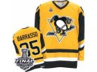 Mens CCM Pittsburgh Penguins #35 Tom Barrasso Authentic Yellow Throwback 2017 Stanley Cup Final NHL Jersey