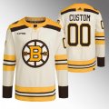 Men's Boston Bruins Custom Cream With Rapid7 100th Anniversary Stitched Jersey
