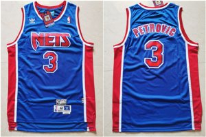 Nets #3 Drazen Petrovic Blue Hardwood Claasics Jersey