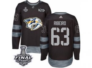 Mens Adidas Nashville Predators #63 Mike Ribeiro Premier Black 1917-2017 100th Anniversary 2017 Stanley Cup Final NHL Jersey