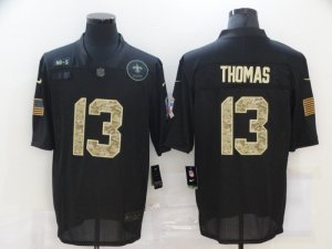 Mens New Orleans Saints #13 Michael Thomas Black Camo 2020 Salute