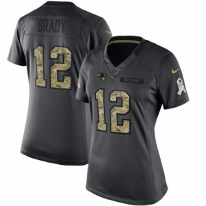 Women\'s Nike New England Patriots #12 Tom Brady Limited Black 2016 Salute to Service NFL Jersey