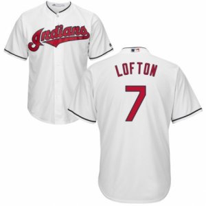 Men\'s Majestic Cleveland Indians #7 Kenny Lofton Replica White Home Cool Base MLB Jersey