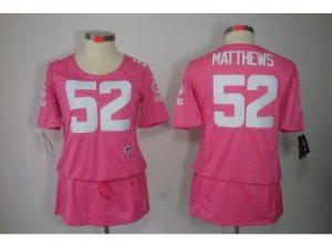 Nike Womens Green Bay Packers #52 Clay Matthews Elite Pink Jerseys(breast Cancer Awareness)