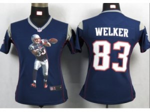 Nike Womens New England Patriots #83 Welker Blue Portrait Fashion Game Jerseys