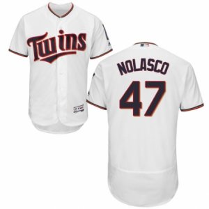 Men\'s Majestic Minnesota Twins #47 Ricky Nolasco White Flexbase Authentic Collection MLB Jersey