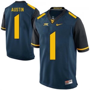 West Virginia Mountaineers #1 Tavon Austin Navy College Football Jersey