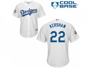 Youth Majestic Los Angeles Dodgers #22 Clayton Kershaw Replica White Home 2017 World Series Bound Cool Base MLB Jersey