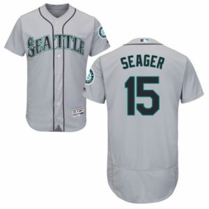 Mens Majestic Seattle Mariners #15 Kyle Seager Grey Flexbase Authentic Collection MLB Jersey