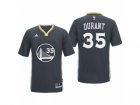 Golden State Warriors #35 Kevin Durant 2016 Alternate Black Sleeved Jersey