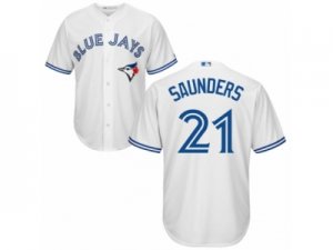 Youth Majestic Toronto Blue Jays #21 Michael Saunders Replica White Home MLB Jersey