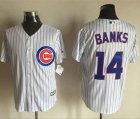 Chicago Cubs #14 Ernie Banks White Strip New Cool Base Stitched Baseball Jersey