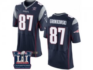 Mens Nike New England Patriots #87 Rob Gronkowski Elite Navy Blue Team Color Super Bowl LI Champions NFL Jersey