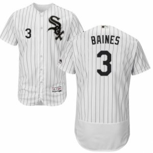 Men\'s Majestic Chicago White Sox #3 Harold Baines White Black Flexbase Authentic Collection MLB Jersey