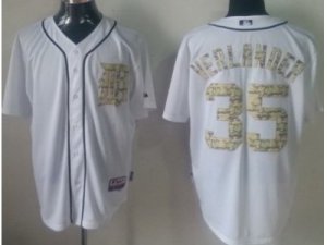 MLB Detroit Tigers #35 Justin Verlander White Jerseys(Camo Number)