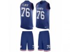 Mens Nike New York Giants #76 D.J. Fluker Limited Royal Blue Tank Top Suit NFL Jersey