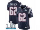 Men Nike New England Patriots #62 Joe Thuney Navy Blue Team Color Vapor Untouchable Limited Player Super Bowl LII NFL Jersey