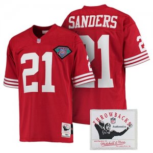 Mens San Francisco 49ers #21 Deion Sanders Scarlet Authentic Throwback Jersey