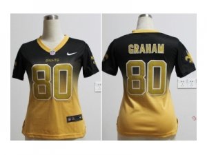 Nike women jerseys new orleans saints #80 graham black-gold(Drift Fashion II Elite)