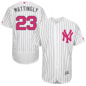 Men\'s Majestic New York Yankees #23 Don Mattingly Authentic White 2016 Mother\'s Day Fashion Flex Base MLB Jersey