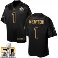 Nike Carolina Panthers #1 Cam Newton Black Super Bowl 50 Men Stitched NFL Elite Pro Line Gold Collection Jersey