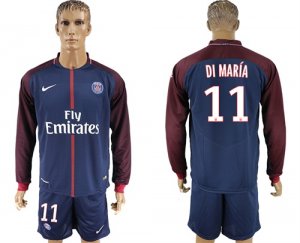 2017-18 Paris Saint-Germain 11 DI MARIA Home Long Sleeve Soccer Jersey