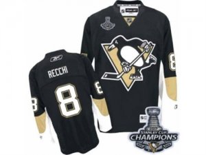 Mens Reebok Pittsburgh Penguins #8 Mark Recchi Premier Black Home 2017 Stanley Cup Champions NHL Jersey