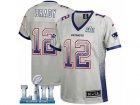 Women Nike New England Patriots #12 Tom Brady Elite Grey Drift Fashion Super Bowl LII NFL Jersey