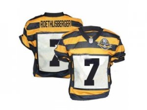 Nike Pittsburgh Steelers #7 Ben Roethlisberger Yellow Black 80TH M&N Elite Jersey