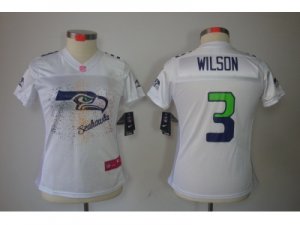 Nike Women Seattle Seahawks #3 Russell Wilson white jerseys(2012 Fem Fan Elite)