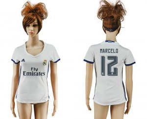 Womens Real Madrid #12 Marcelo Home Soccer Club Jersey