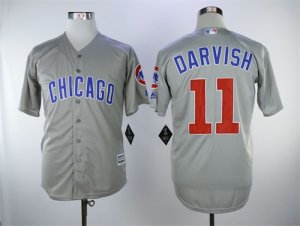 Men Chicago Cubs #11 Yu Darvish Gray Cool Base Jersey