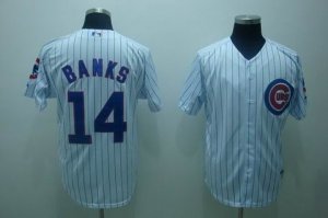 mlb chicago cubs #14 banks white(blue strip)