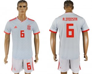 Spain 6 A. INIESTA Away 2018 FIFA World Cup Soccer Jersey