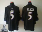 2013 Super Bowl XLVII NEW Baltimore Ravens 5 Joe Flacco Black Jerseys (Limited)