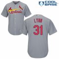 Mens Majestic St. Louis Cardinals #31 Lance Lynn Replica Grey Road Cool Base MLB Jersey