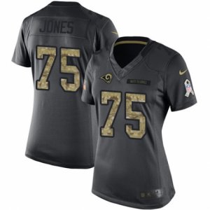 Women\'s Nike Los Angeles Rams #75 Deacon Jones Limited Black 2016 Salute to Service NFL Jersey