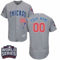Mens Majestic Chicago Cubs Customized Grey 2016 World Series Bound Flexbase Authentic Collection MLB Jersey