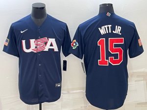 USA 15 Bobby Witt Black Nike 2023 World Baseball Classic Jerseys